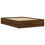 Bed Frame with Drawers without Mattress Brown Oak 120x190 cm Small Double 3207321