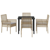 Garden Dining Set with Cushion 5 pcs Beige Poly Rattan 3379885