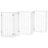 Dog Gate with Door Foldable 15 Panels White 750 cm Poplar Wood 3155540