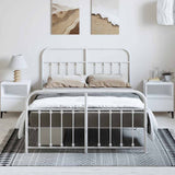 Metal Bed Frame without Mattress with Footboard White 135x190cm 352644