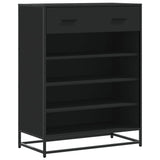 ZNTS Shoe Cabinet Black 75x38x97.5 cm Engineered Wood and Metal 3300875