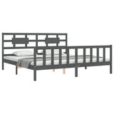 Bed Frame without Mattress Grey 200x200 cm Solid Wood Pine 3192578