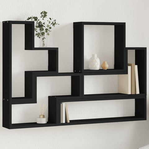 ZNTS Wall Shelf Black 96x12x64 cm Engineered Wood 840801