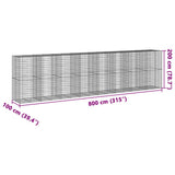 Gabion Basket with Cover 800x100x200 cm Galvanised Iron 3295239