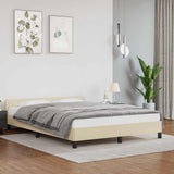 Bed Frame with Headboard without Mattress Cream 140x190 cm 347497