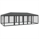 Party Tent with 12 Mesh Sidewalls Anthracite 8x4 m HDPE 4010074