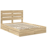 Storage Bed with Drawer Sonoma Oak 140 x 200 cm Engineered Wood 3411894