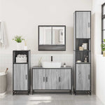 ZNTS 3 Piece Bathroom Furniture Set Grey Sonoma Engineered Wood 3301103