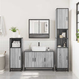 ZNTS 3 Piece Bathroom Furniture Set Grey Sonoma Engineered Wood 3301103