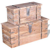 Two Piece Storage Chest Set Acacia Wood 244054