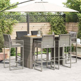 7 Piece Garden Bar Set with Cushions Grey Poly Rattan Acacia 3328904