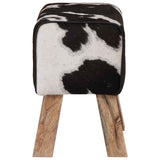 Bench 40 x 30 x 45 cm Real Leather Black and White 42042102