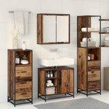 Bathroom Furniture Set with Door 3 pcs Old Wood Engineered Wood 3402405
