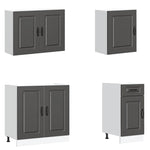 ZNTS 7 Piece Kitchen Cabinet Set Kalmar Black Engineered Wood 3314762