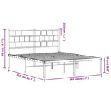 Metal Bed Frame without Mattress with Headboard Black 160x200cm 355662
