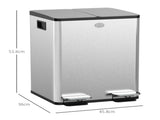 40L Dual Compartment Stainless Steel Bin, with Deodoriser Holders - Silver Tone T3398P344194