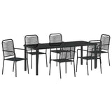 Garden Dining Set 7 pcs Black Powder-Coated Steel 3379161