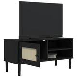 TV Cabinet SENJA Rattan Look Black 106x40x49cm Solid Wood Pine 358042
