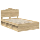 Bed Frame Sonoma Oak 135 x 190 cm Solid Pine Wood 3413319