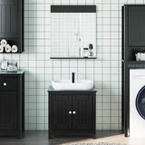 2 Piece Bathroom Furniture Set "BERG" Black Solid Wood Pine 3206493