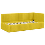 Corner Bed Frame with Headboard Yellow 90 cm x 200 cm Velvet 42016272