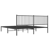 Metal Bed Frame without Mattress with Headboard Black 180x200cm 350868