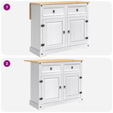 Kitchen Trolley 2 pcs White and Honey Wax 112 x 70 x 91.5 cm 3425385