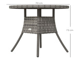 70 cm Wood-Effect Rattan Garden Table - Natural Wood Finish T3398P553234