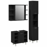 Bathroom Furniture Set with Door 3 pcs Black 30 x 30 x 179.5 cm 3333049