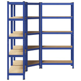 3 Piece 5-Layer Shelves Set Blue Steel&Engineered Wood 3307626