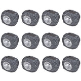 Outdoor Solar Powered LED Spotlight Stone Shape 12 pcs 41168