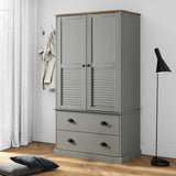 Wardrobe VIGO Grey 90x55x170 cm Solid Wood Pine 353165