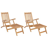 Folding Deck Chair 2 pcs Natural Solid Teak Wood 3426519