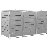 Triple Wheelie Bin Shed 207x77.5x115 cm Stainless Steel 149560