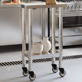 Kitchen Work Table with Wheels 55x30x85 cm Stainless Steel 376459