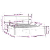 Bed Frame Black Solid pine wood Double Durable Bed Frame 810126