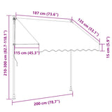 Manual Retractable Awning with LED 200 cm Blue and White 145843