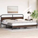 Metal Bed Frame without Mattress Brown Oak 180x200 cm 3318704
