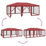 Party Tent with 10 Mesh Sidewalls Red 6x4 m HDPE 4010070