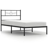 ZNTS Metal Bed Frame without Mattress with Headboard Black 90x200cm 355260