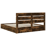 Storage Bed with Drawer Smoked Oak 180 x 200 cm Engineered Wood 3411881