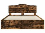 Bed Frame Smoked Oak 135 x 190 cm Solid Pine Wood 3413321
