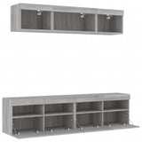5 Piece TV Wall Units with LED Grey Sonoma Engineered Wood 3216723