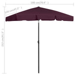 Beach Parasol Bordeaux Red 180x120 cm 314723