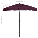 Beach Parasol Bordeaux Red 180x120 cm 314723