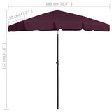 Beach Parasol Bordeaux Red 180x120 cm 314723