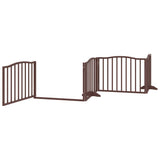 Dog Gate with Door Foldable 6 Panels Brown 480 cm Poplar Wood 3155633
