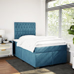 Box Spring Bed with Mattress Blue 120x190 cm Small Double Velvet 3290868