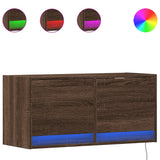 TV Wall Cabinet with LED Lights Brown Oak 80x31x35 cm 852361