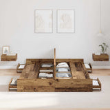Storage Bed Frame Old Wood 135 x 190 cm Engineered Wood 3335323
